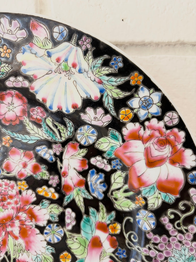 Vintage Handpainted Floral Ceramic Plate