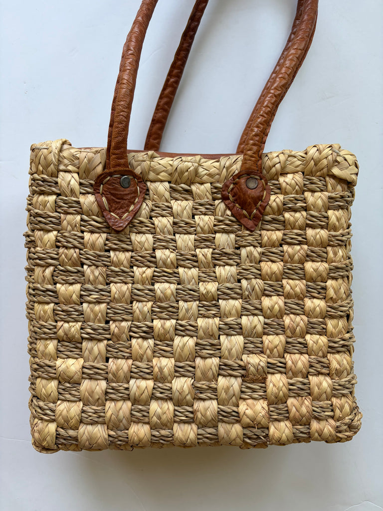 Vintage Handwoven Italian Leather Strap Shoulder Bag
