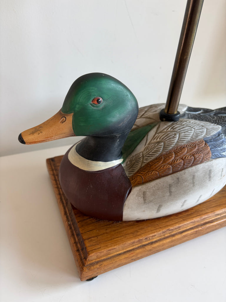 Vintage Hand-painted Mallard Duck Lamp