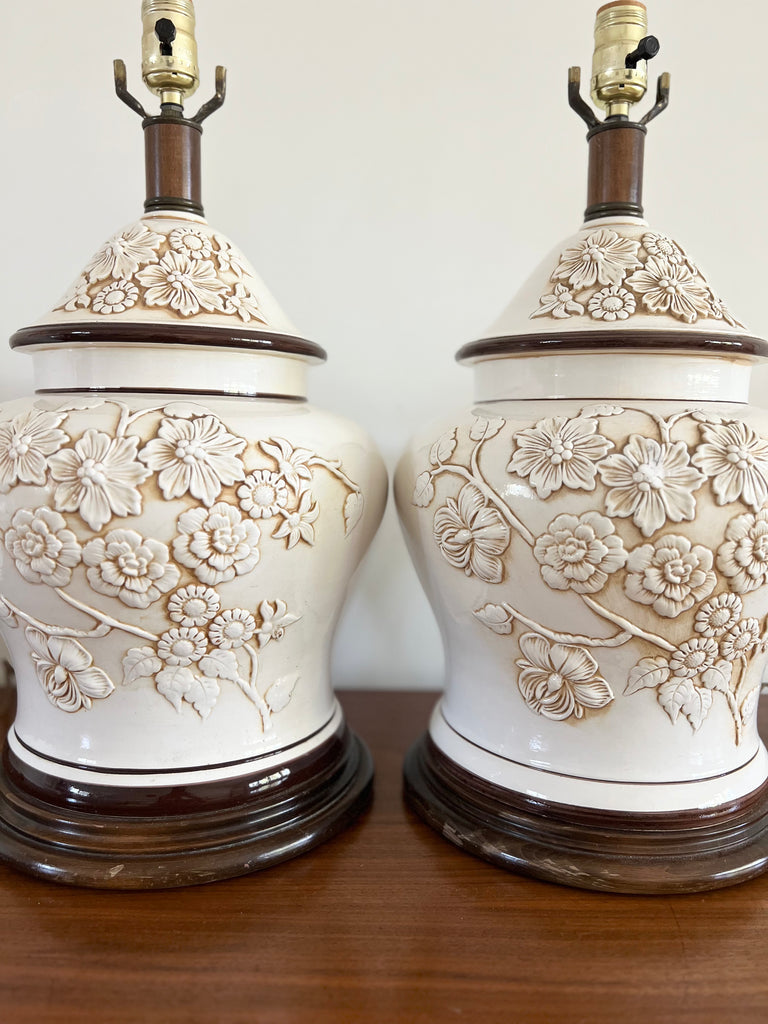 Vintage Floral Embossed Table Lamps