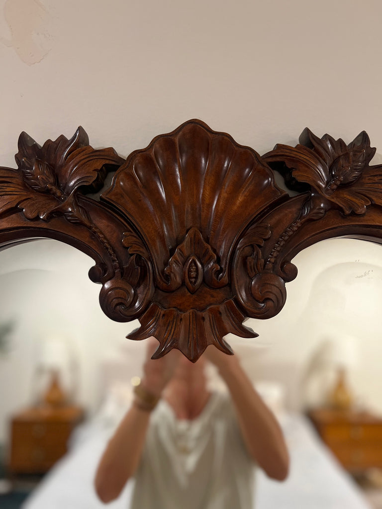 Rococo Carved Mahogany Beveled Wall Mirror