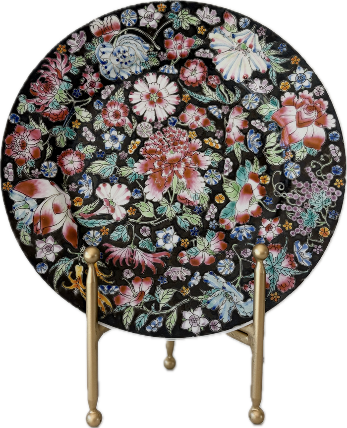 Vintage Handpainted Floral Ceramic Plate