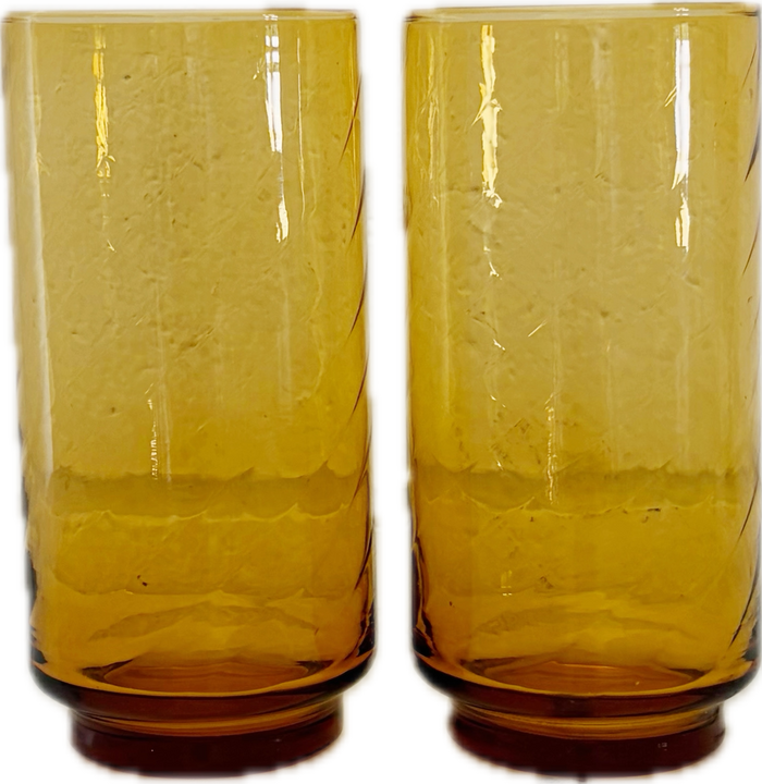 Libbey Amber Diamond Tumbler Optic Swirl Glassware Set