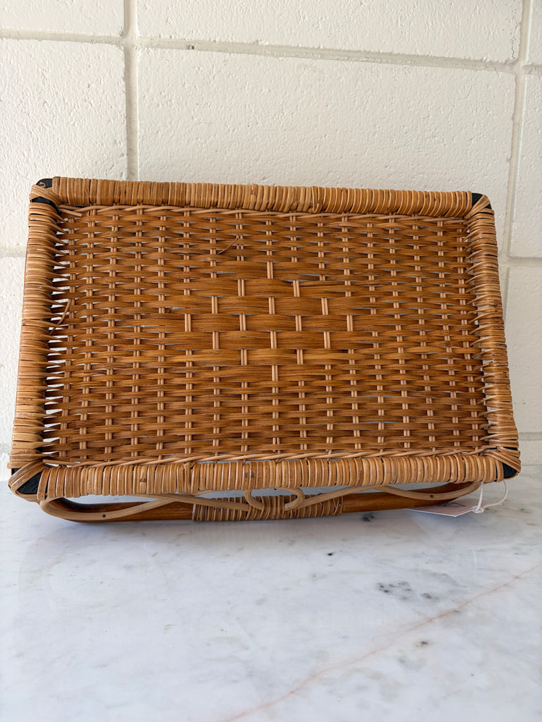 Vintage Bamboo Handwoven Rattan Basket Serving Tray