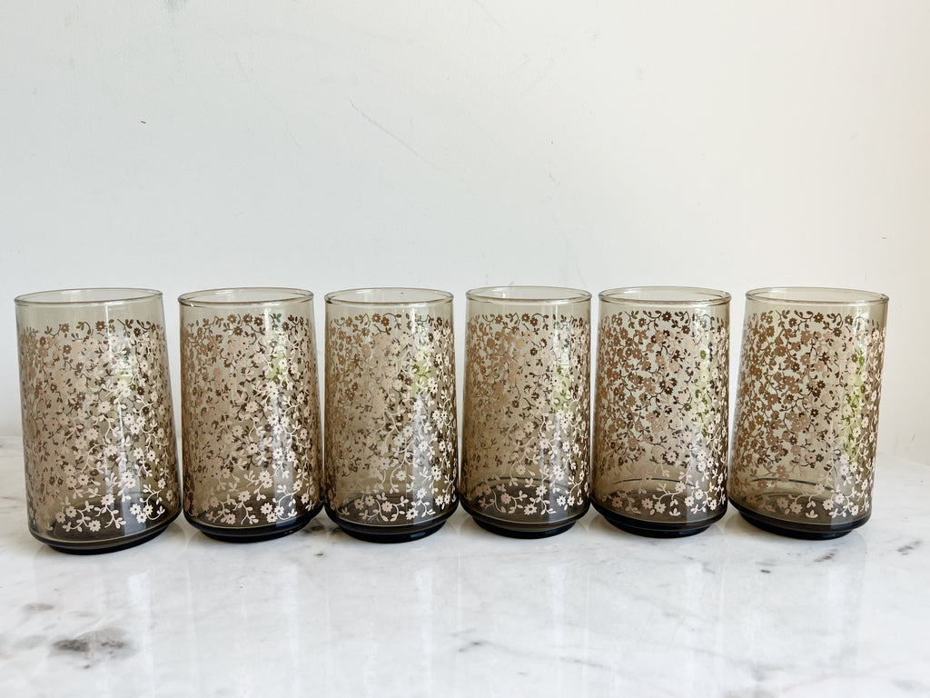 Vintage Floral Tumbler Glassware Set of 6
