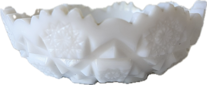 Vintage White Milk Glass Westmoreland Old Quilt Pattern Dish