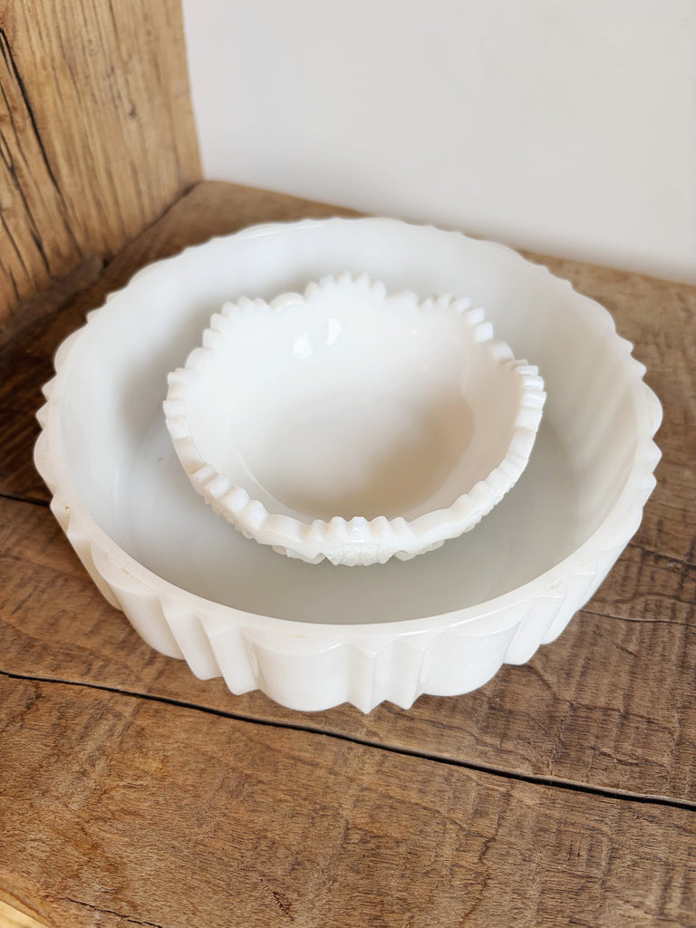 Vintage White Milk Glass Westmoreland Old Quilt Pattern Dish