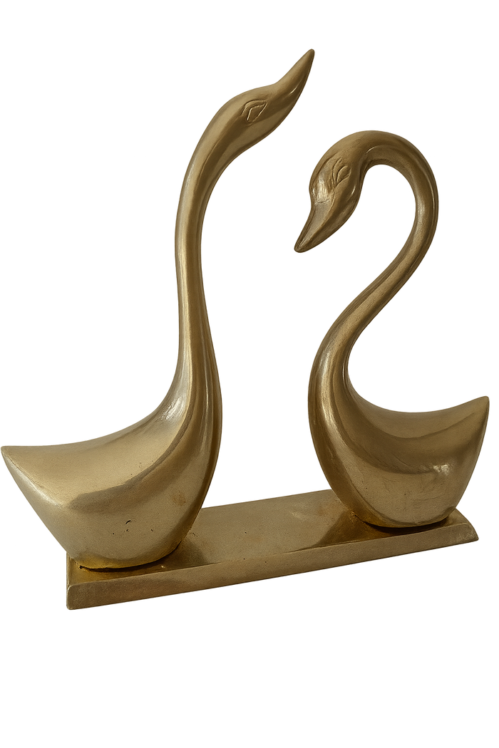 Vintage Brass Swan Mounted Pair