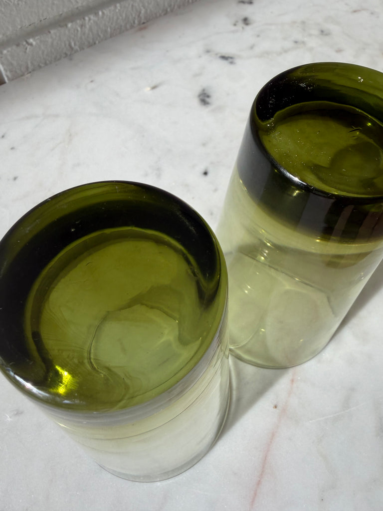 Vintage Libbey Emerald Green Highball Tumbler Glassware Set of 7