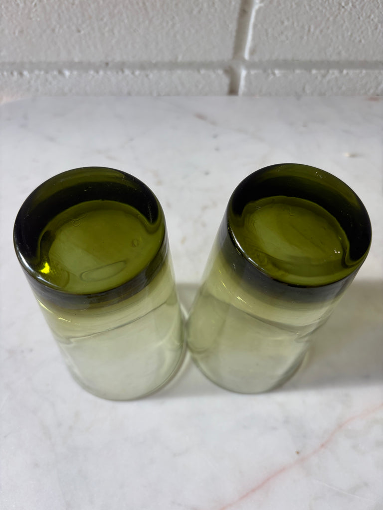 Vintage Libbey Emerald Green Highball Tumbler Glassware Set of 7