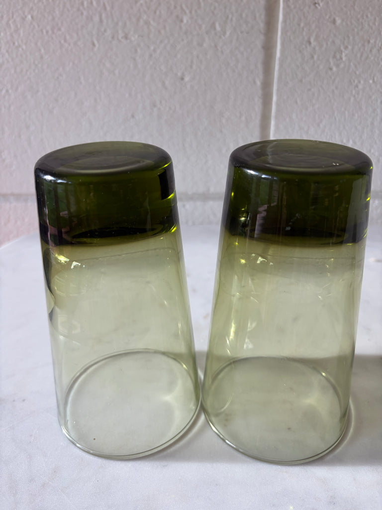 Vintage Libbey Emerald Green Highball Tumbler Glassware Set of 7