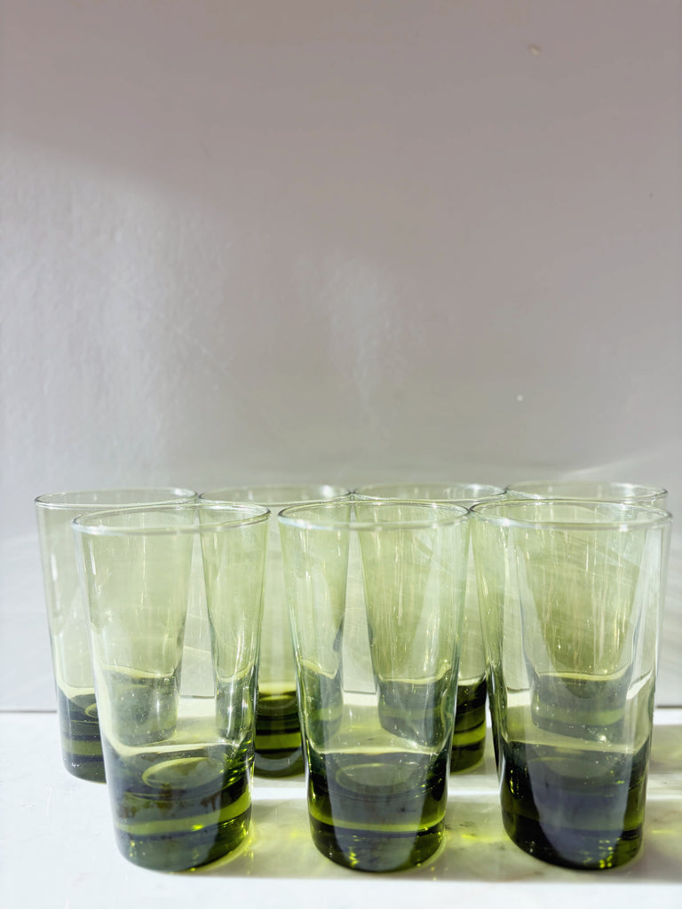 Vintage Libbey Emerald Green Highball Tumbler Glassware Set of 7