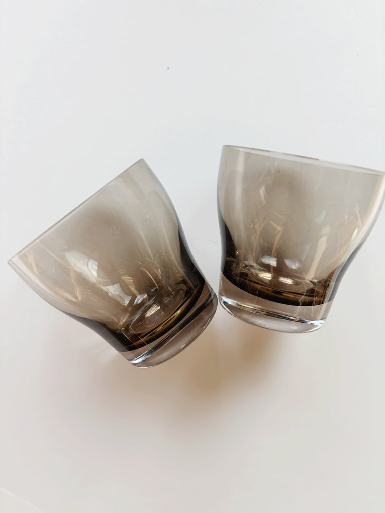 Vintage Libbey Gray Smoke Tumbler Glassware Set of 2