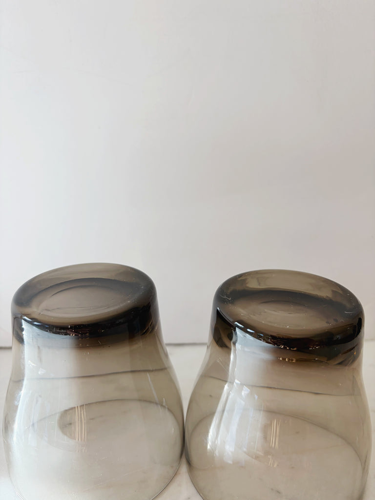 Vintage Libbey Gray Smoke Tumbler Glassware Set of 2