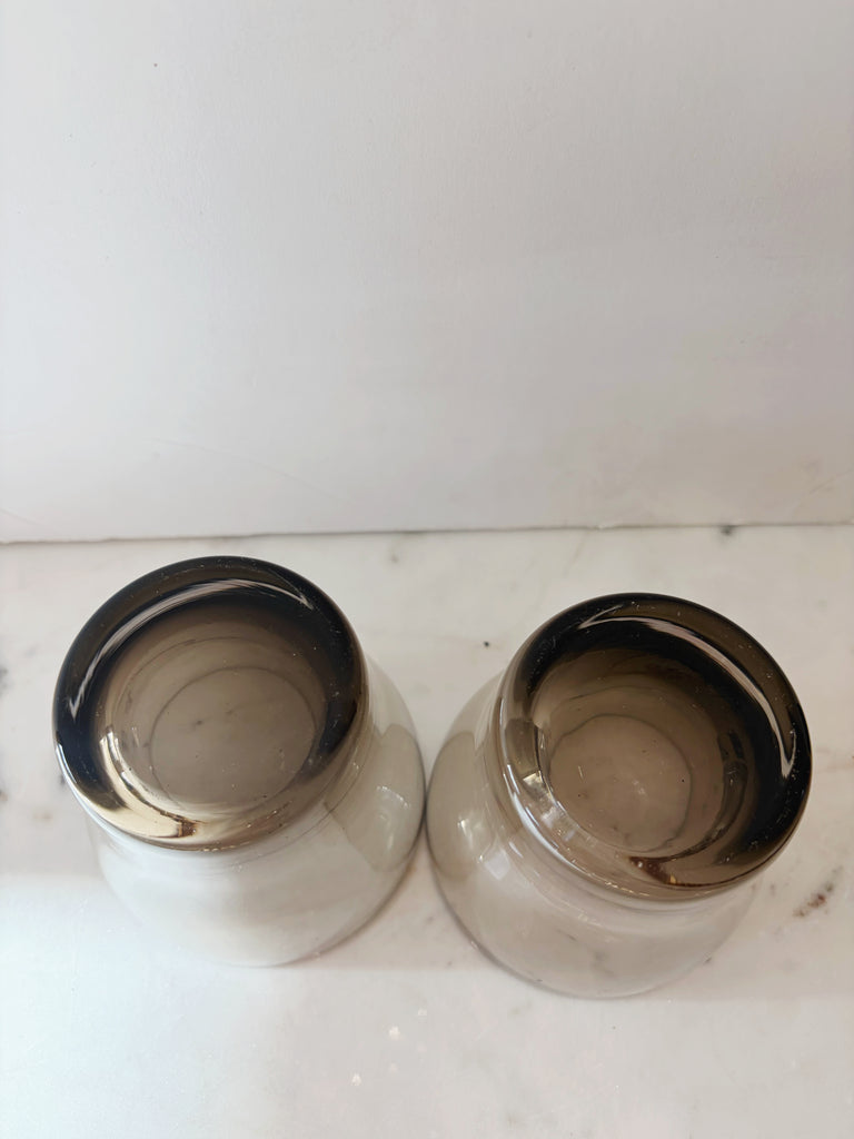 Vintage Libbey Gray Smoke Tumbler Glassware Set of 2