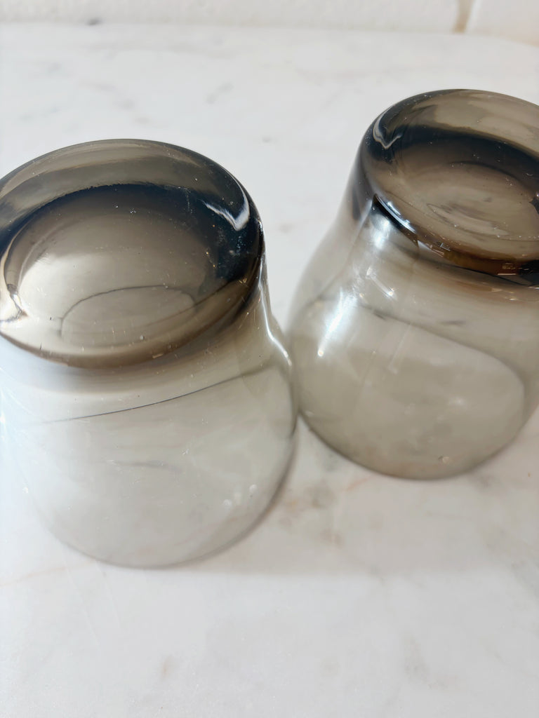 Vintage Libbey Gray Smoke Tumbler Glassware Set of 2