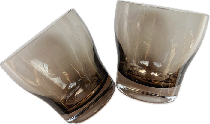 Vintage Libbey Gray Smoke Tumbler Glassware Set of 2
