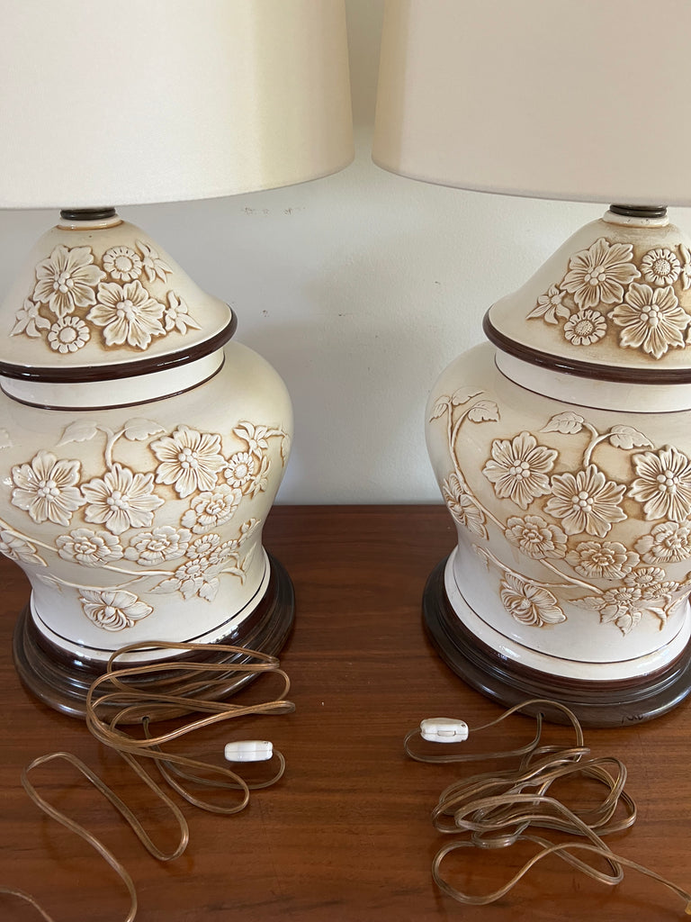 Vintage Floral Embossed Table Lamps