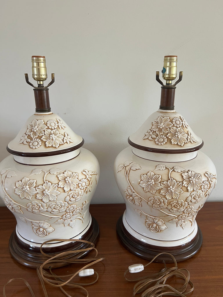Vintage Floral Embossed Table Lamps