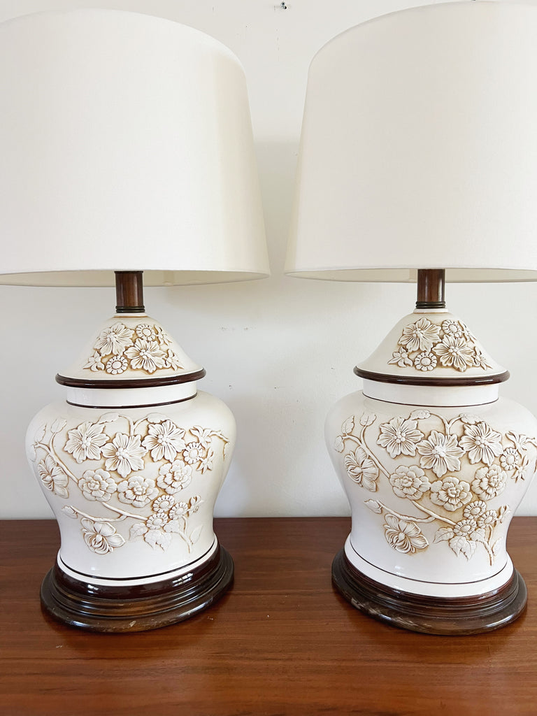 Vintage Floral Embossed Table Lamps
