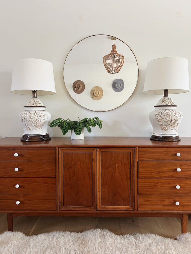 Vintage Floral Embossed Table Lamps