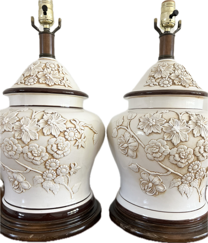 Vintage Floral Embossed Table Lamps