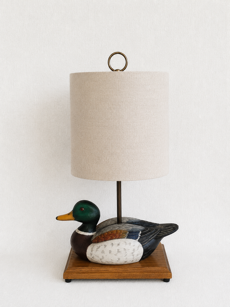 Vintage Hand-painted Mallard Duck Lamp