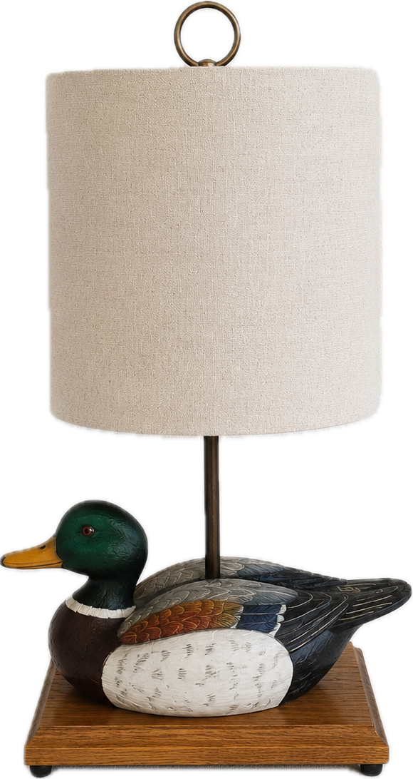 Vintage Hand-painted Mallard Duck Lamp