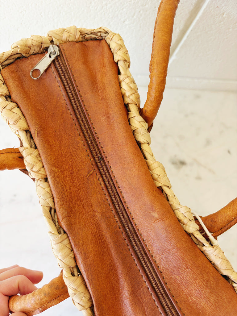 Vintage Handwoven Italian Leather Strap Shoulder Bag