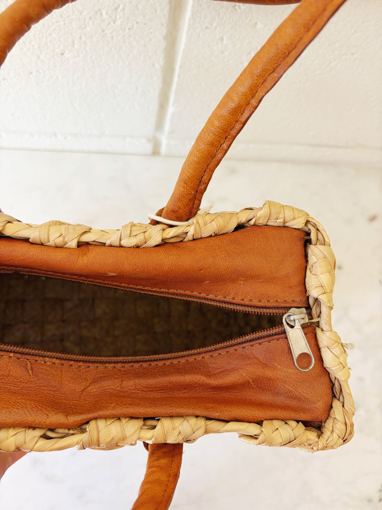 Vintage Handwoven Italian Leather Strap Shoulder Bag