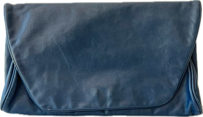 Navy Leather Clutch