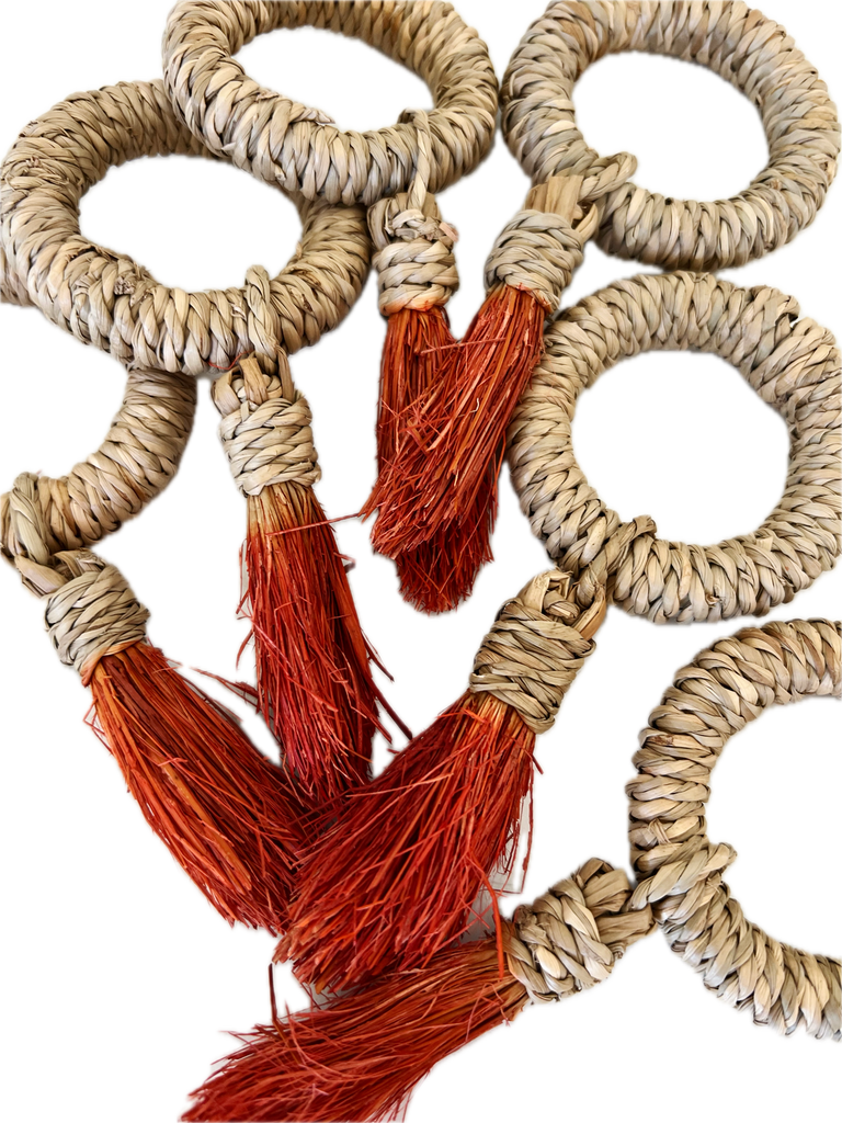 Woven Raffia Napkin Holders Set of 6