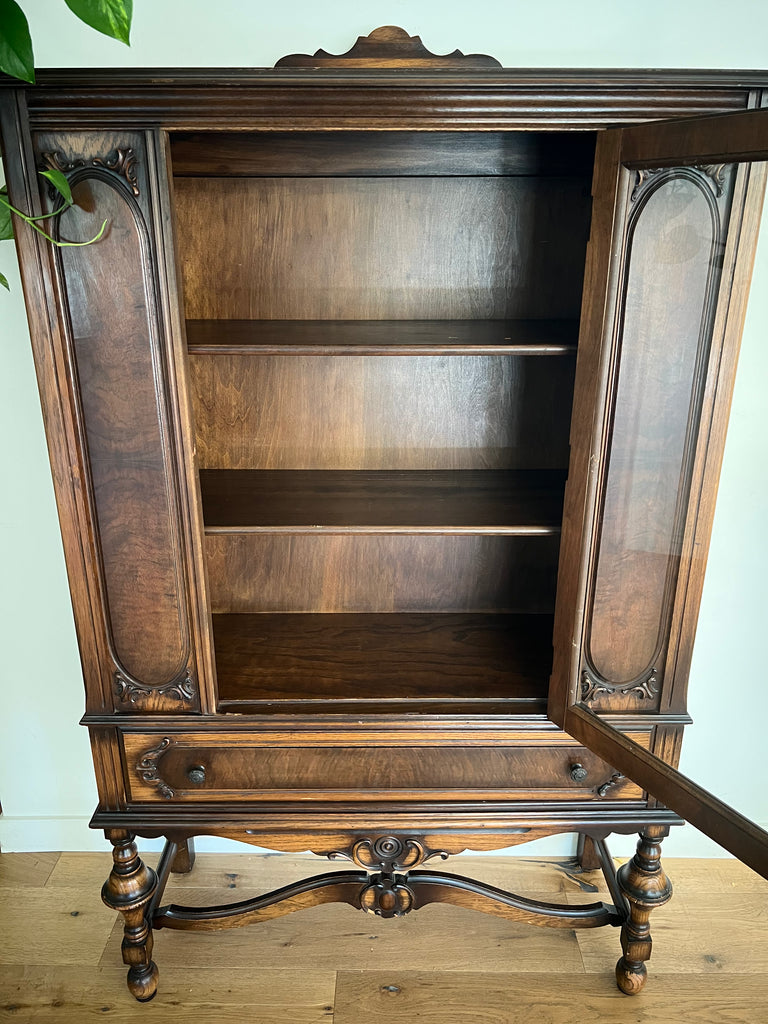 Antique Curio Display Armoire Cabinet