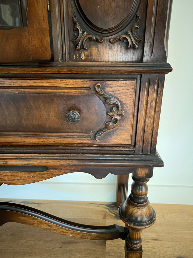 Antique Curio Display Armoire Cabinet