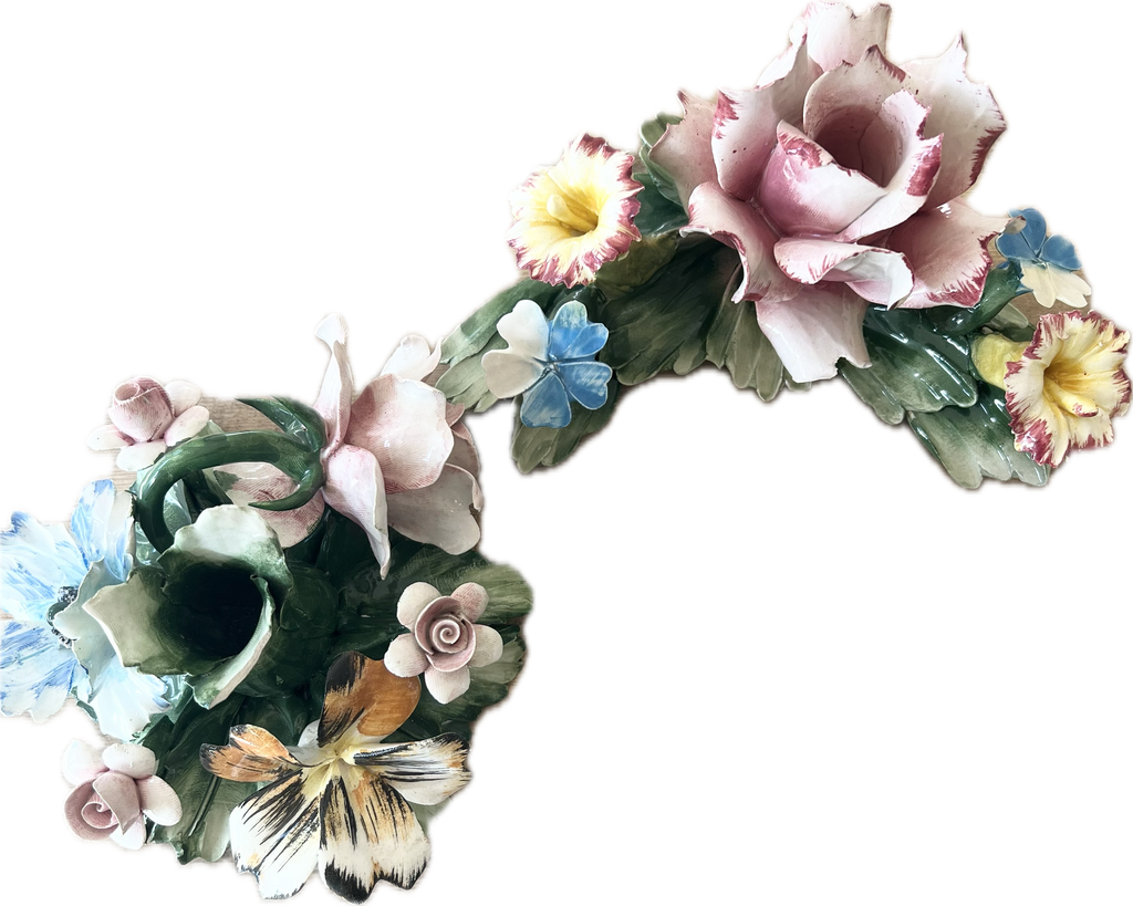 Vintage Italian Porcelain Candle Holder Set
