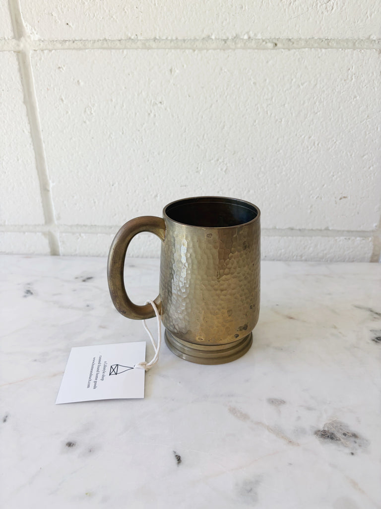 Hammered Footed Brass Mug