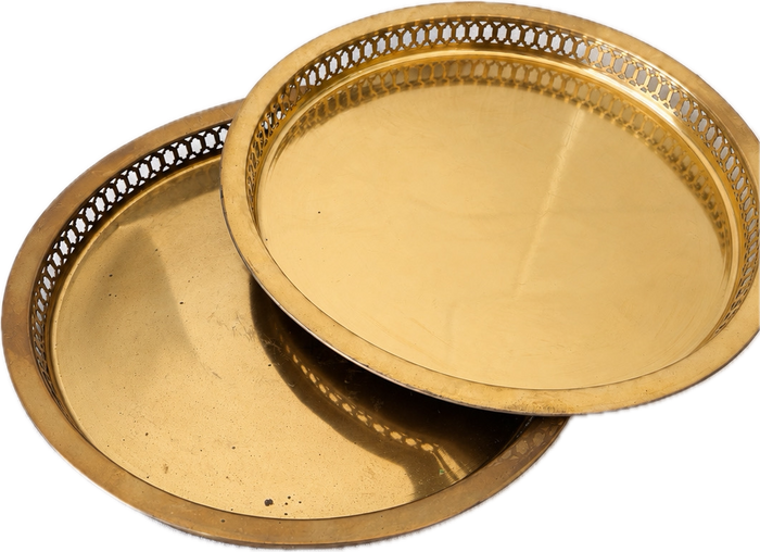 Vintage Brass Round Tray Set of 2