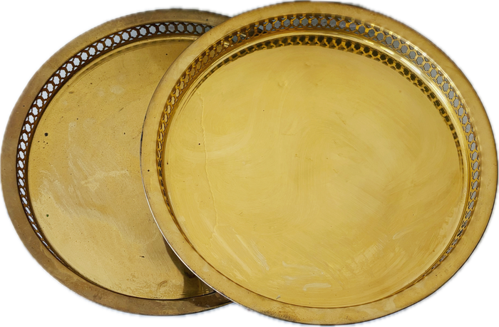 Vintage Brass Round Tray Set of 2