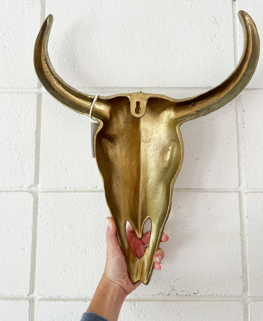 Western Longhorn Brass Skull Wall Hanging Decor