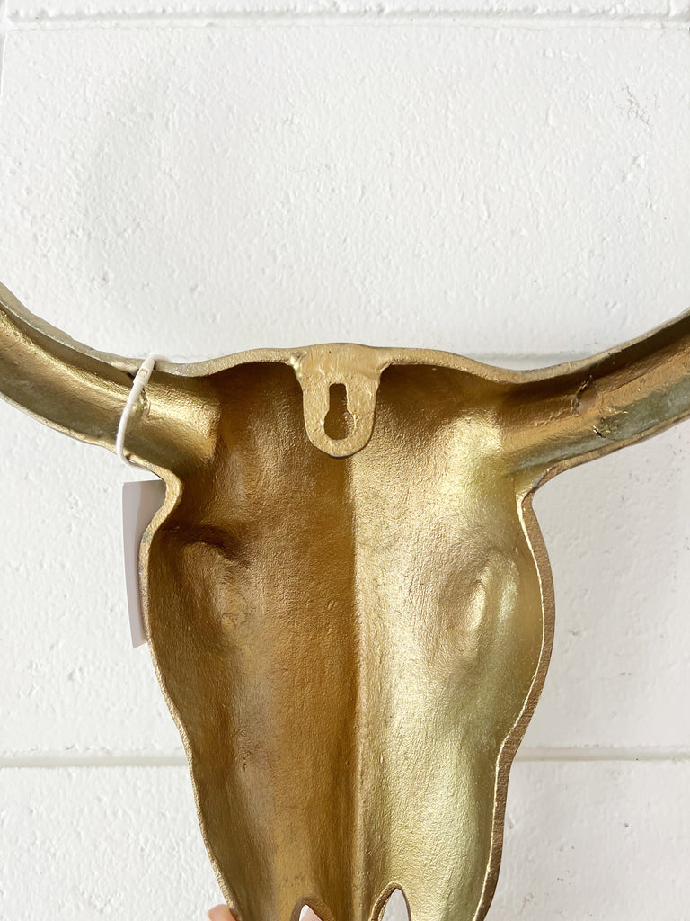 Western Longhorn Brass Skull Wall Hanging Decor