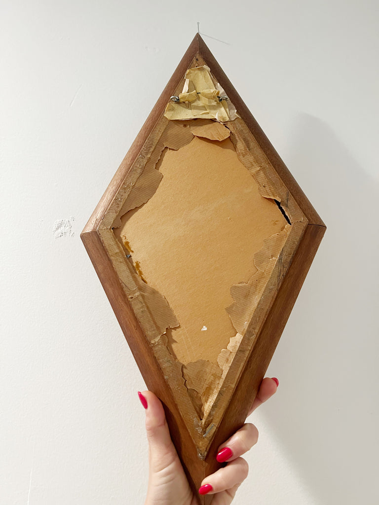 Vintage Diamond Orientation Mid Century Floral Plaque Set