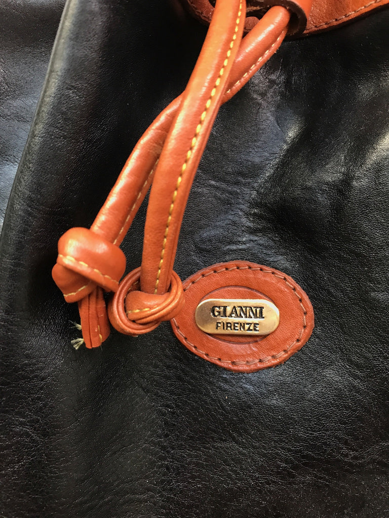 Italian Leather drawstring handbag