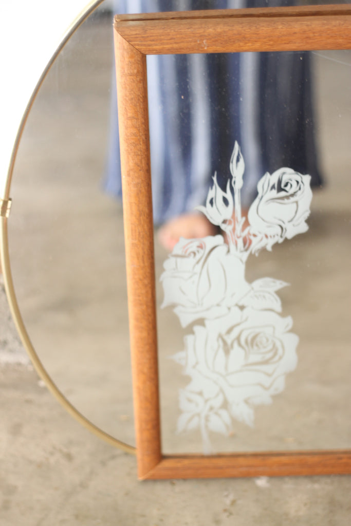 Floral etched mirror