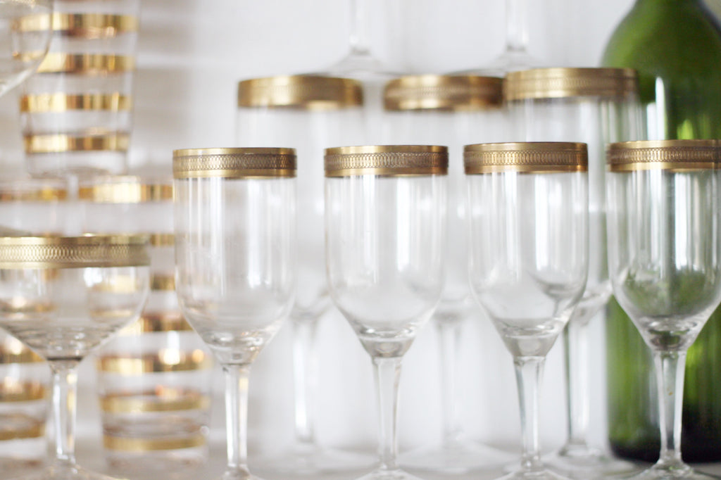 Stunning gold trim vintage glassware
