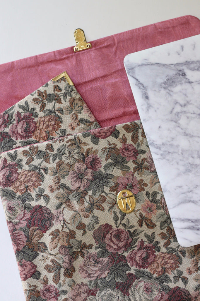 Floral clutch case with matching notepad set
