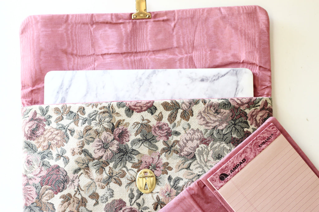 Floral clutch case with matching notepad set