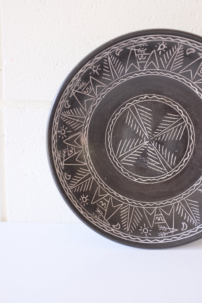 Etched Primitive Tribal Bowl