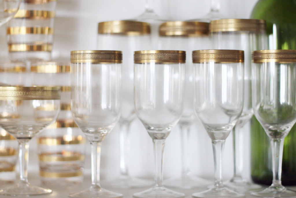 Stunning gold trim vintage glassware